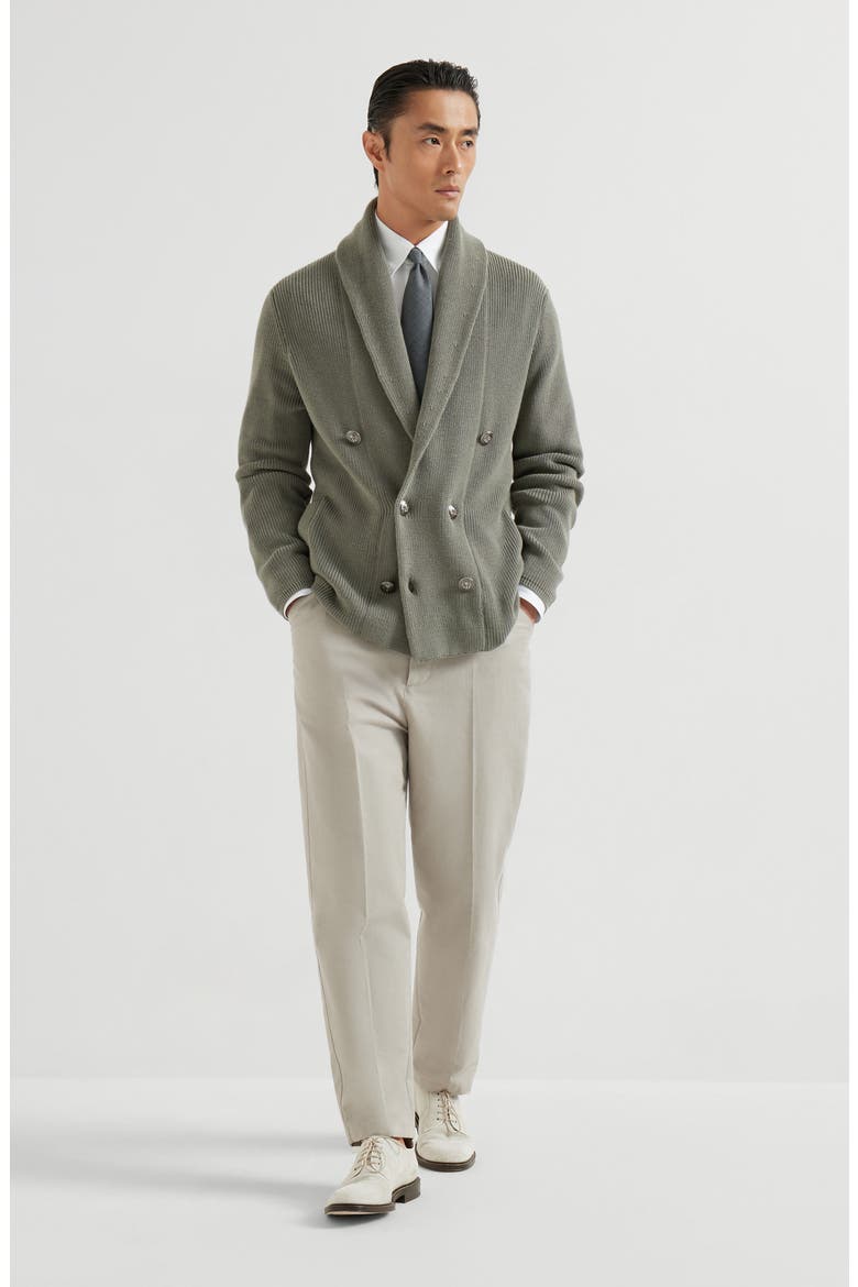Cardigan with metal buttons, Alternate, color, Khaki