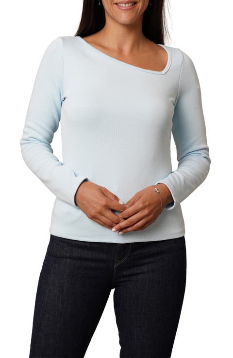 Asymmetric Neck Long Sleeve Top