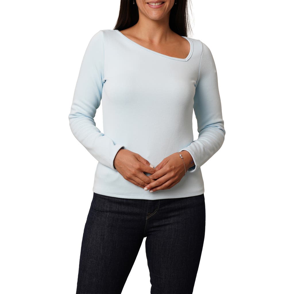 Cyrus Asymmetric Neck Long Sleeve Top In White