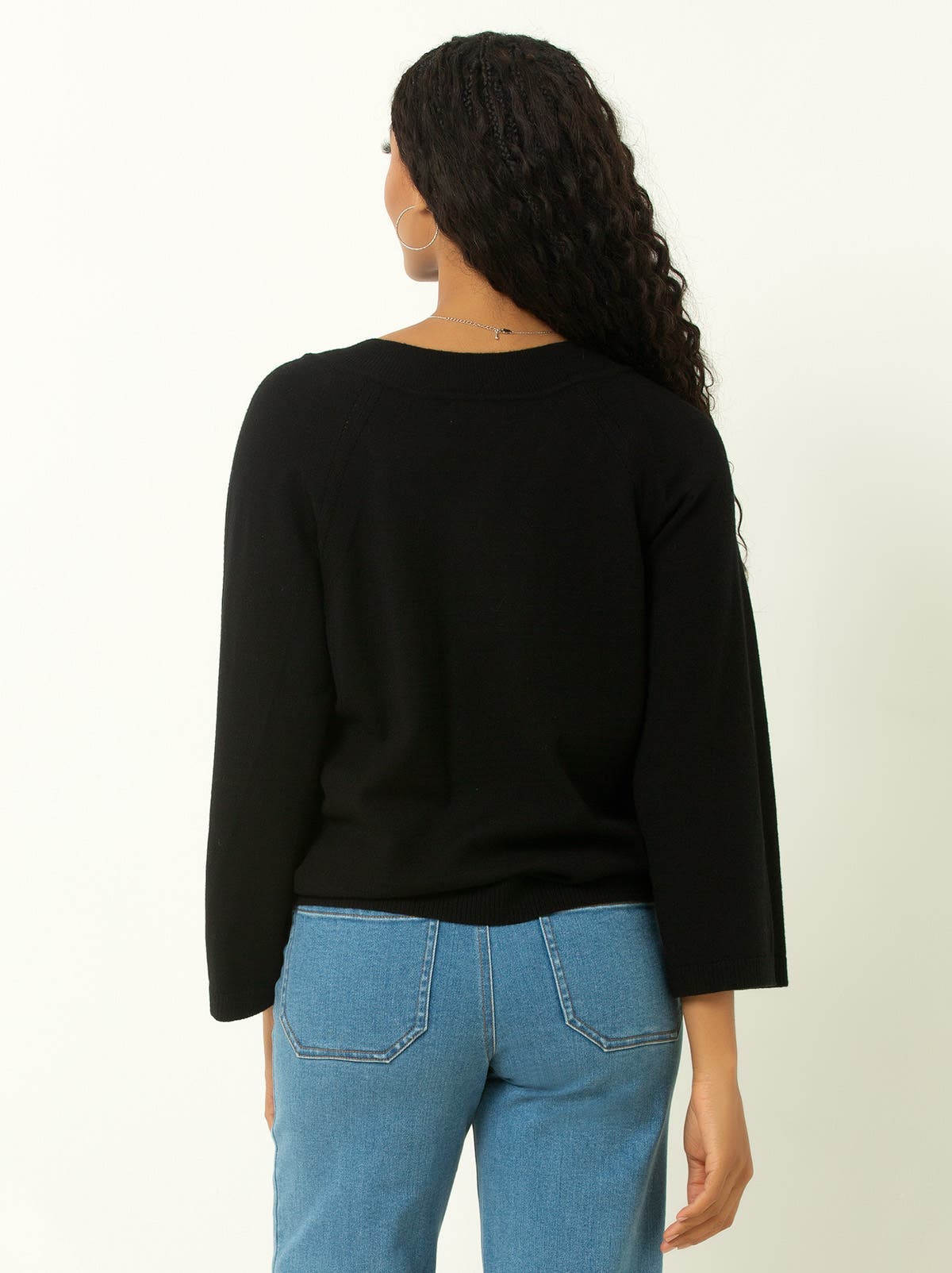 Drop Shoulder V-Neck Sweater - image 2