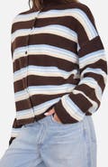 Blu Pepper Stripe Mock Neck Cardigan