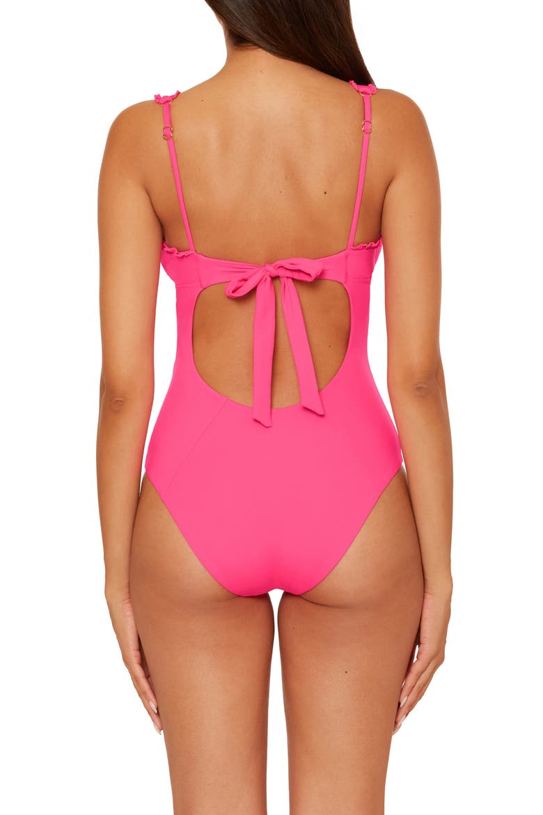 Frills Plunge One-Piece Swimsuit, Alternate, color, PUNCH