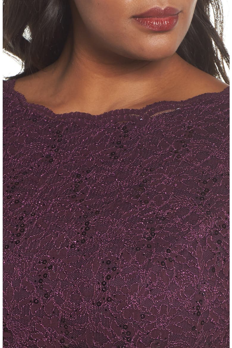 Mock Two-Piece Midi Dress, Alternate, color, DEEP PLUM