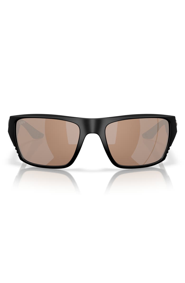 Costa Del Mar 59mm Polarized Square Sunglasses, Main, color, Black/ Copper Silver