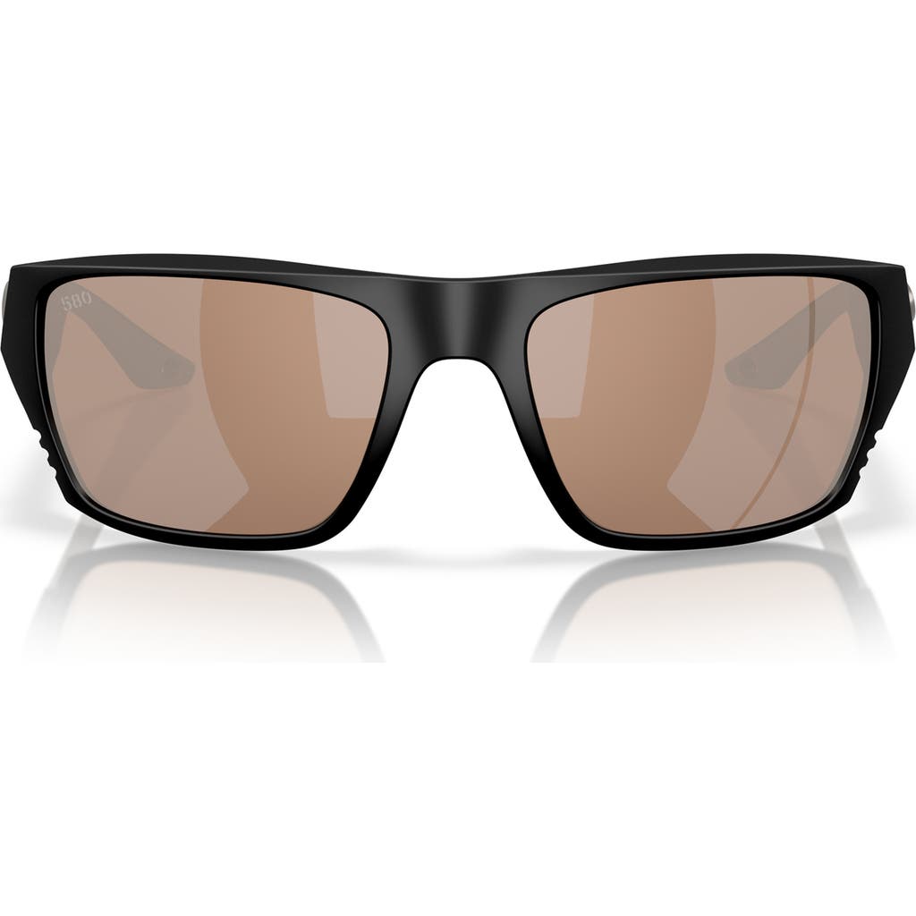 Costa Del Mar Blackfin Pro Copper Silver Mirror Polarized Glass Rectangular Men's Sunglasses 6s9078 In Black/copper Silver