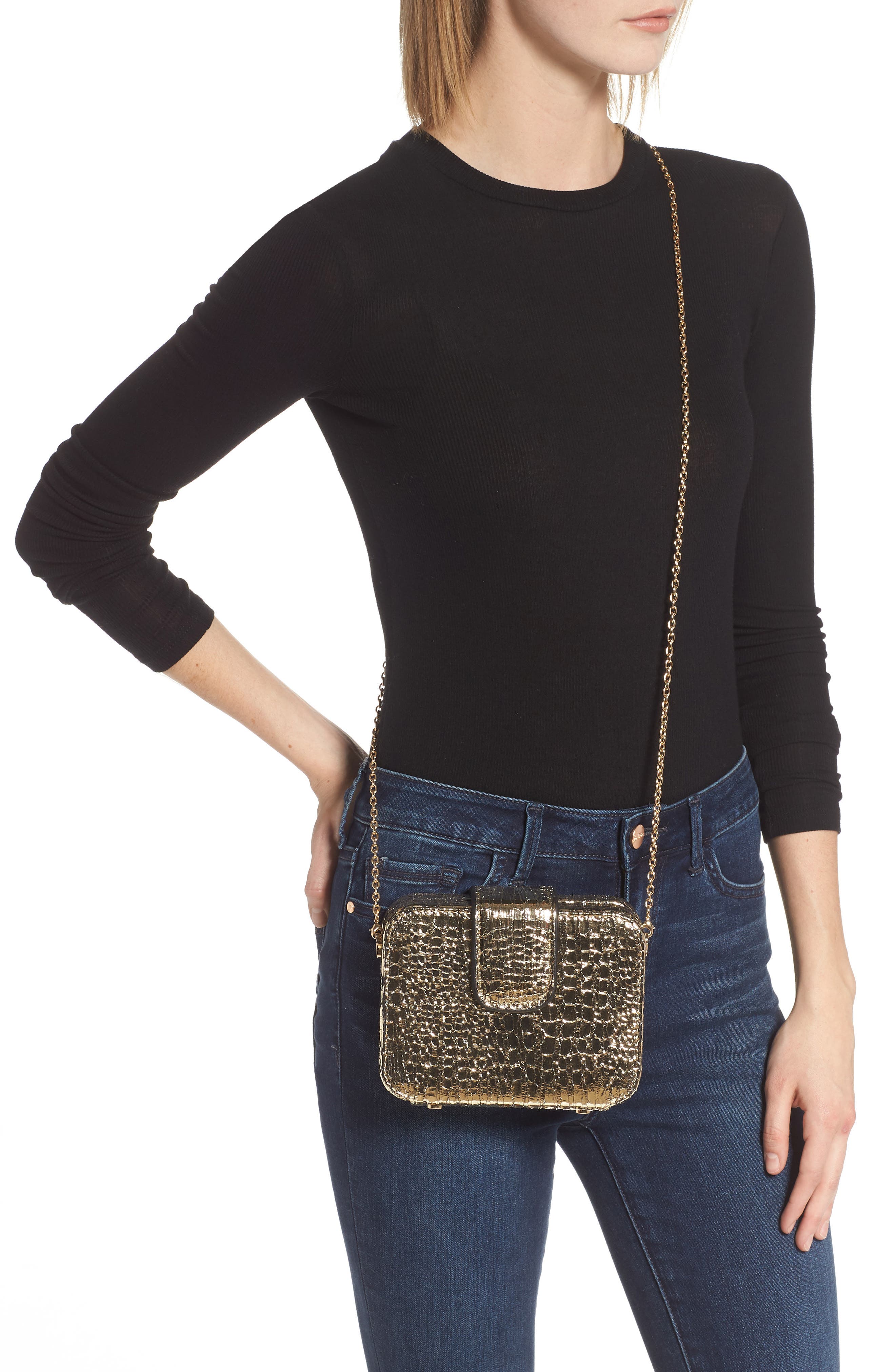 Crackle Crossbody Bag, Alternate, color, GOLD