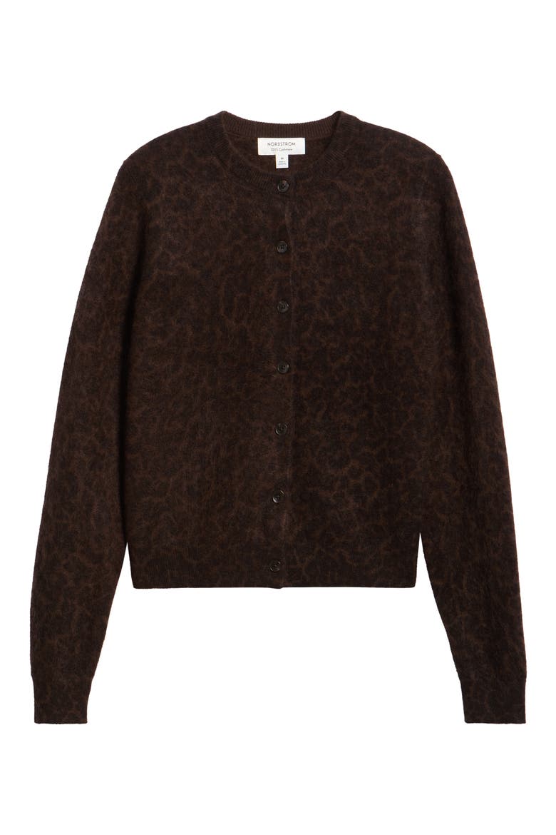 Brushed Leopard Print Cashmere Cardigan, Main, color, BLACK- BROWN M LEONE LEOPARD