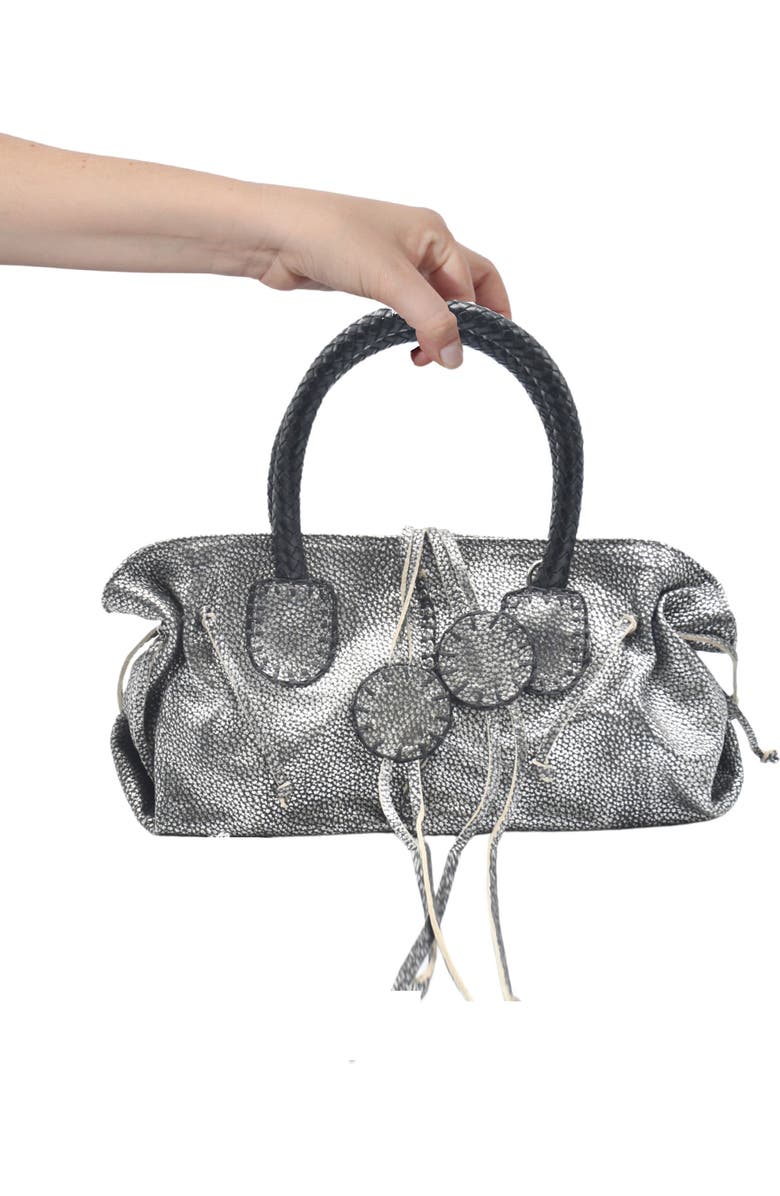 Carlos Falchi Mini Satchel Top Grain Leather Bag, Alternate, color, Roman Chrome