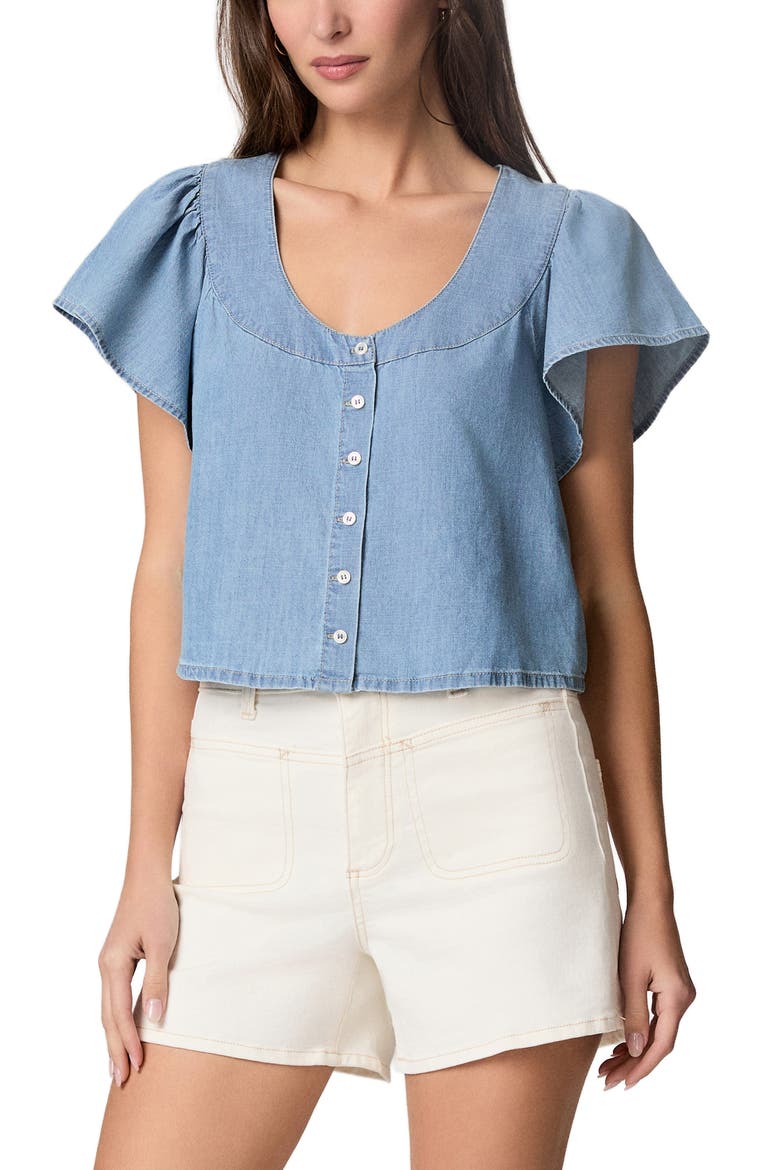 Belle Chambray Button-Up Shirt, Main, color, PALOS VERDES