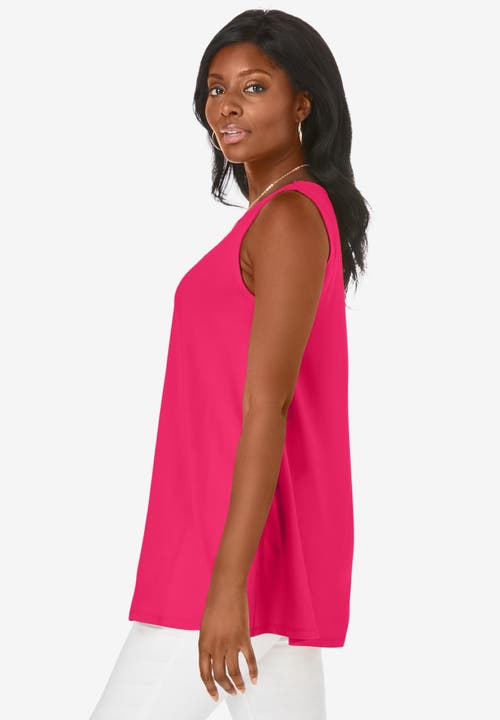 Jessica London Stretch Knit Sleeveless Swing Tunic In Gray