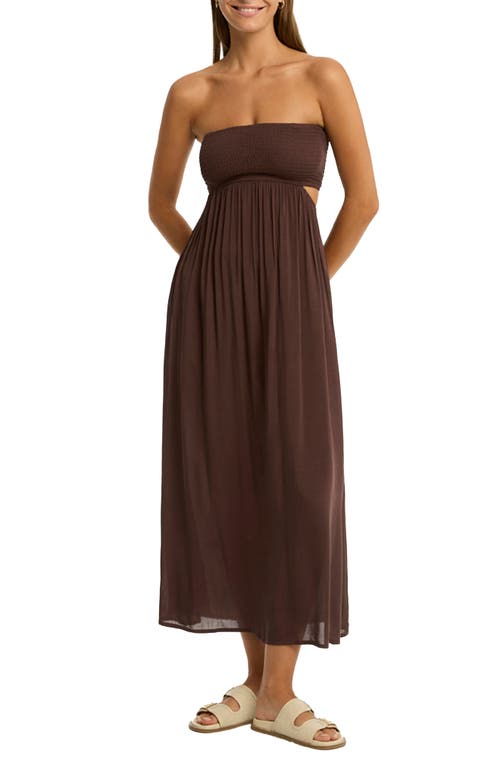 Sea Level Resort Essentials Cutout Cover-up Sundress In Cocoa