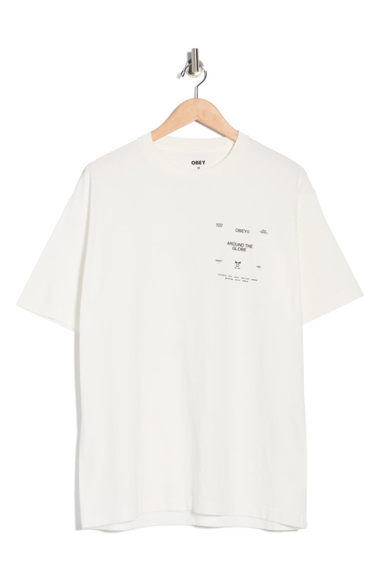 Obey Around the Globe Graphic T-Shirt, Main, color, Pigment Vintage White