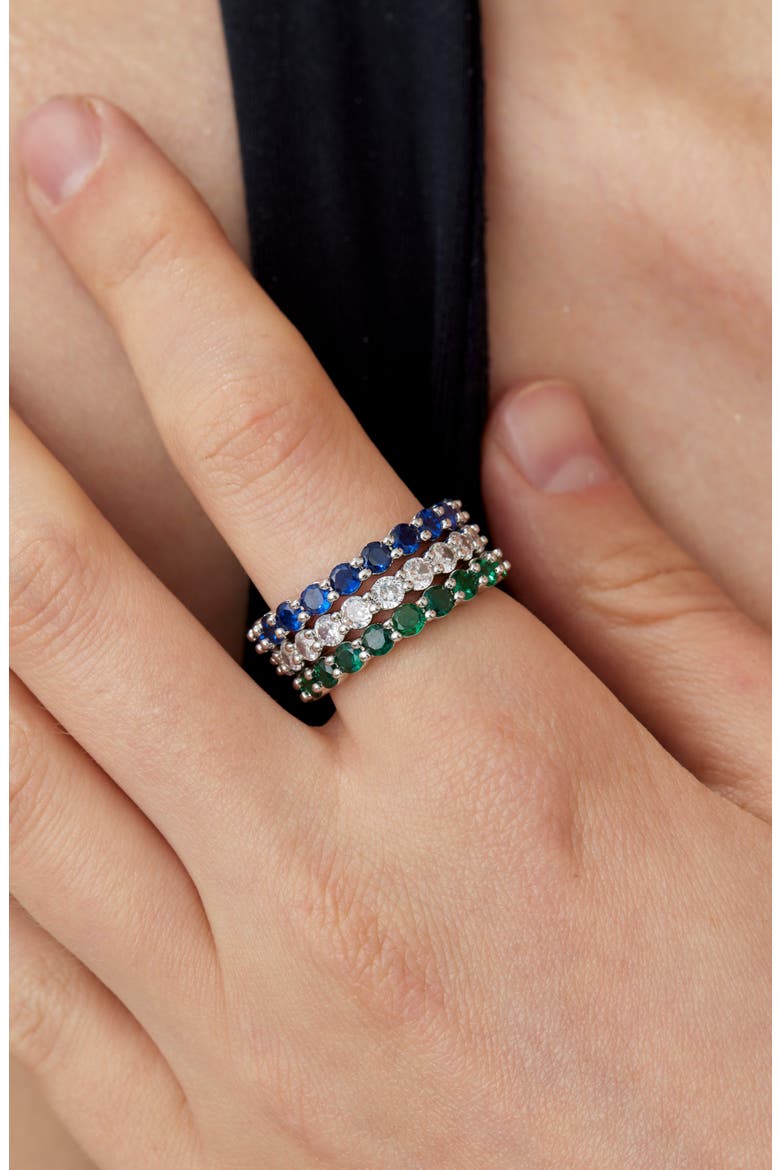 Set of 3 Brilliant Cut Cubic Zirconia Eternity Rings, Alternate, color, WHITE