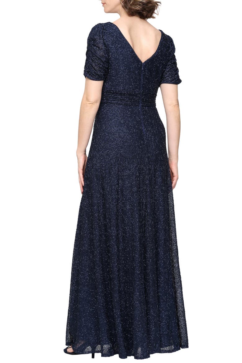 Sequin Empire Waist Gown, Alternate, color, NAVY
