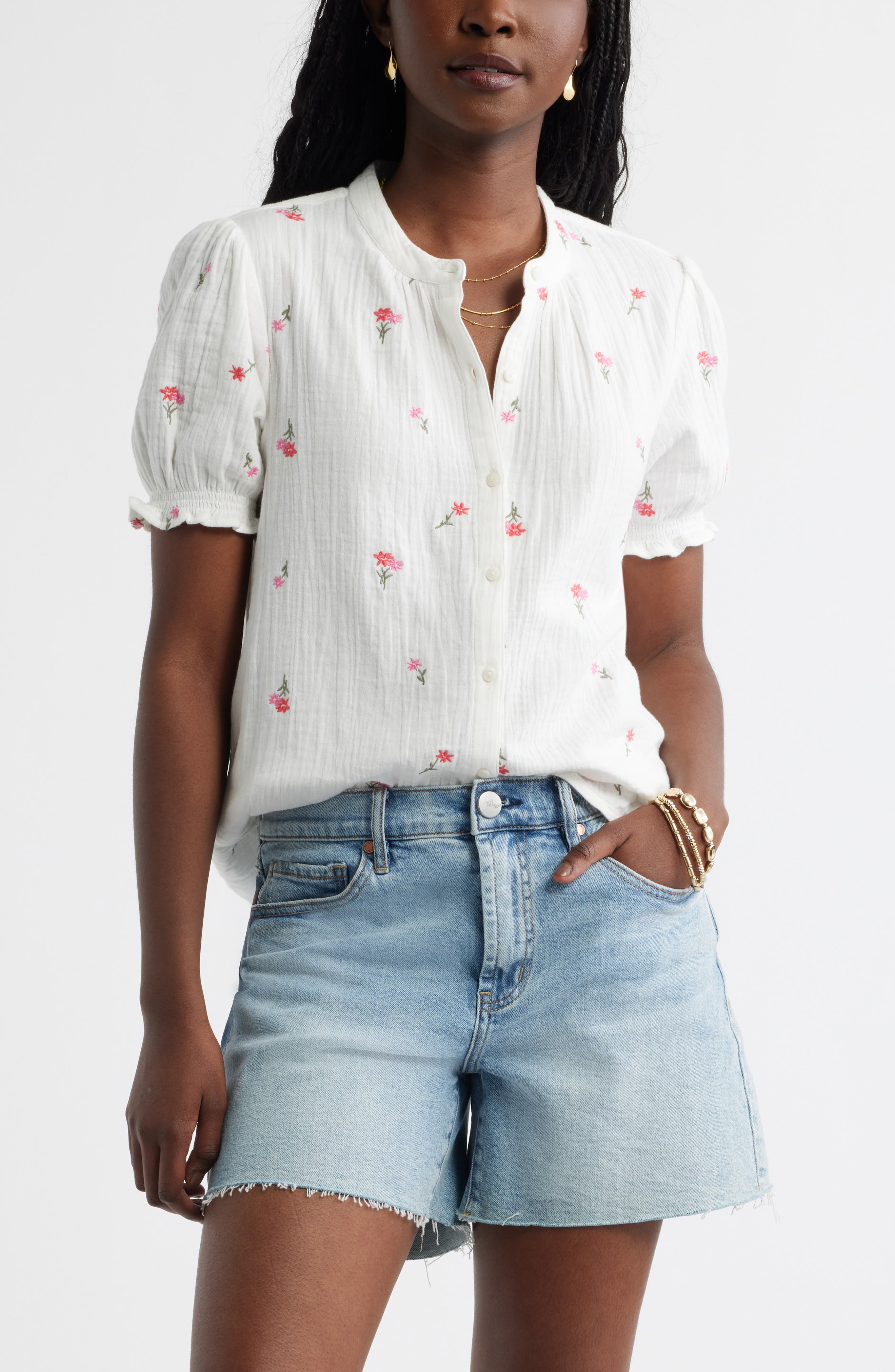 selected IVORY- PINK TOSSED BLOSSOMS