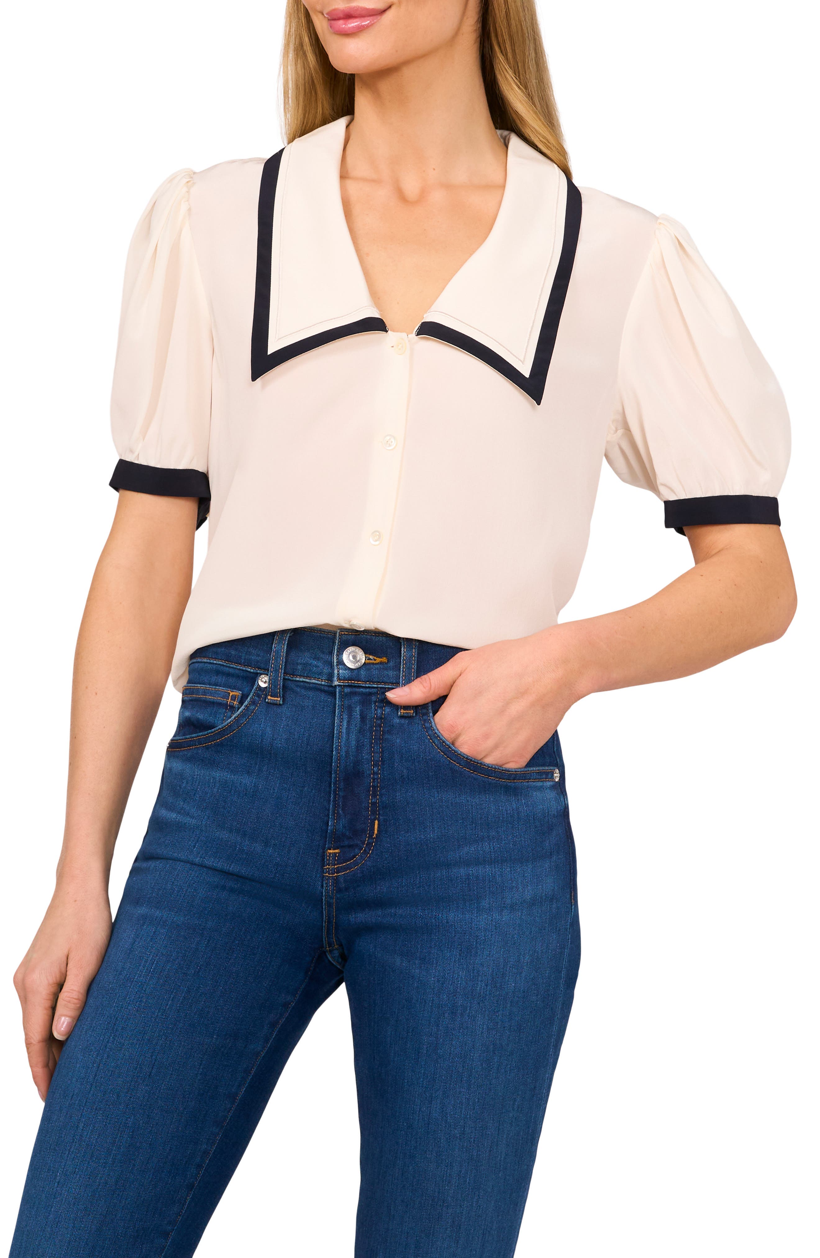 Contrast Trim Georgette Top - image 3