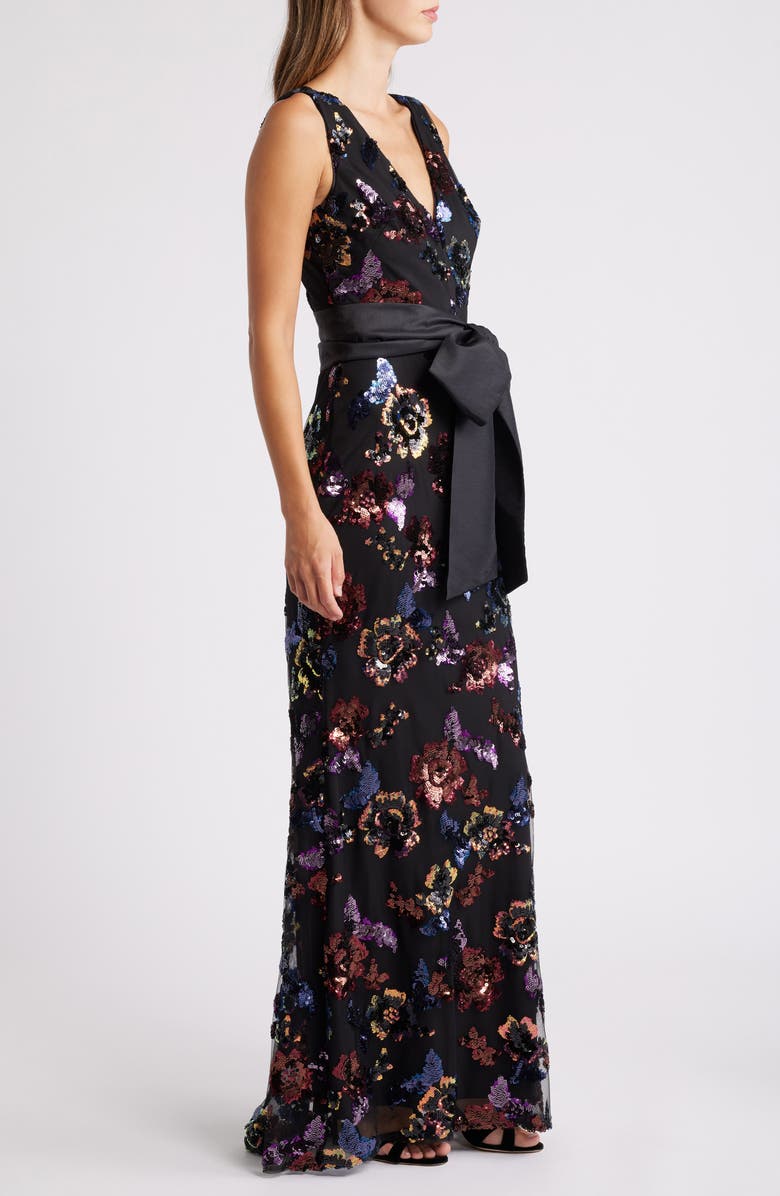 Eliza J Sequin Satin Bow Mermaid Gown, Alternate, color,