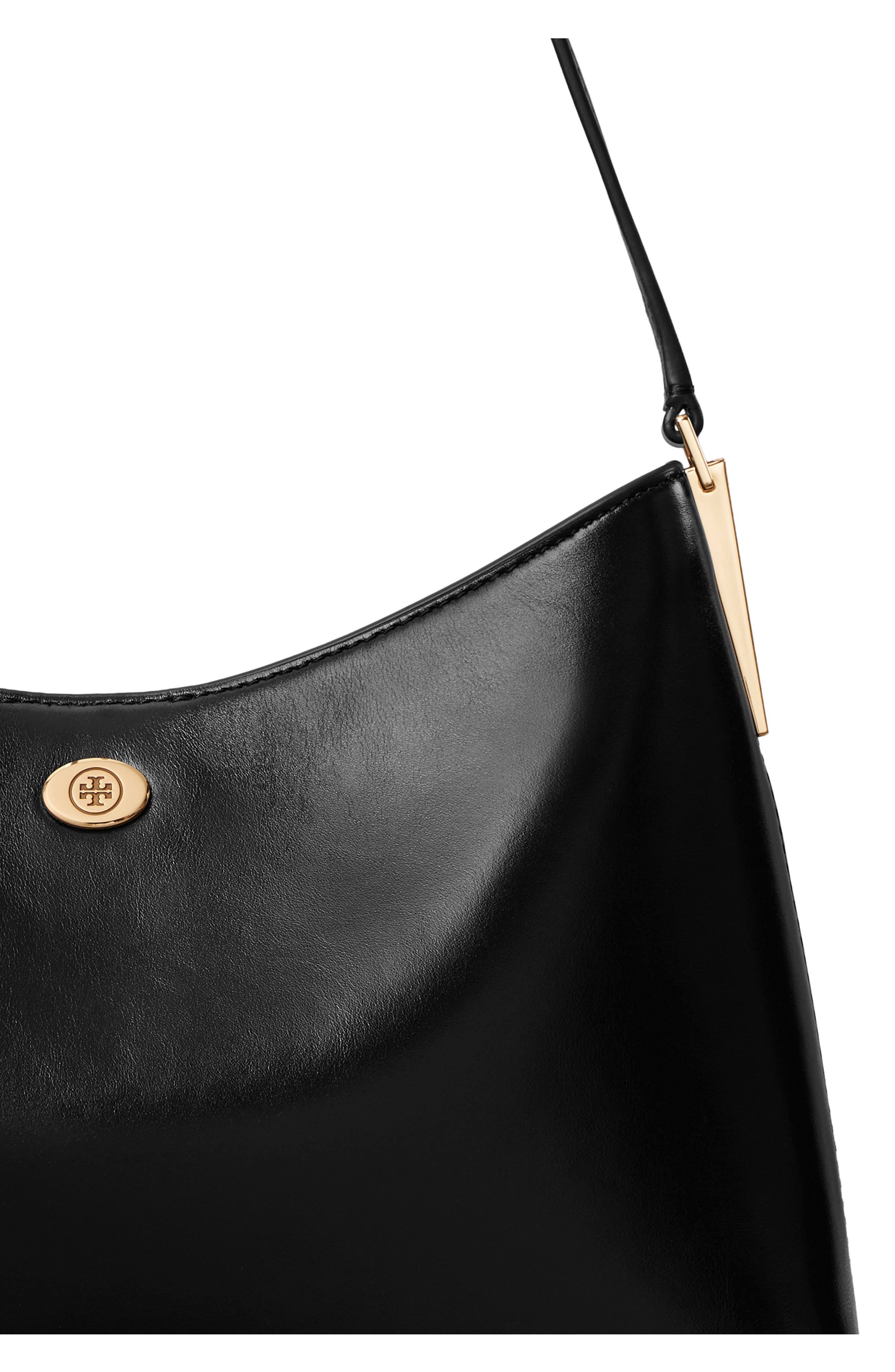 Tory Burch Small Robinson Leather Shoulder Bag, Alternate, color, Black
