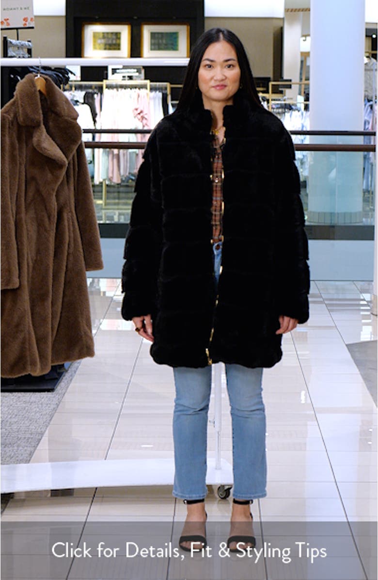 Wavy Reversible Faux Fur Quilted Coat, sales video thumbnail