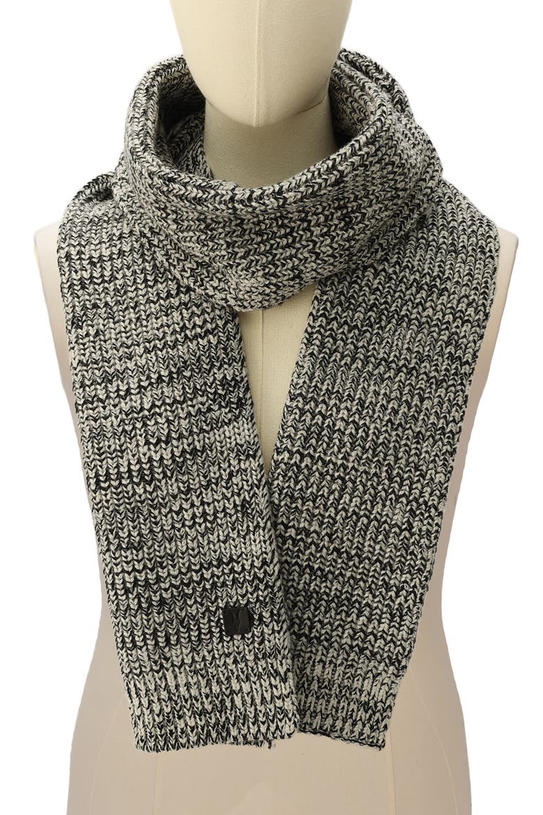 Marled Wool Scarf, Alternate, color, CHALK/ BLACK