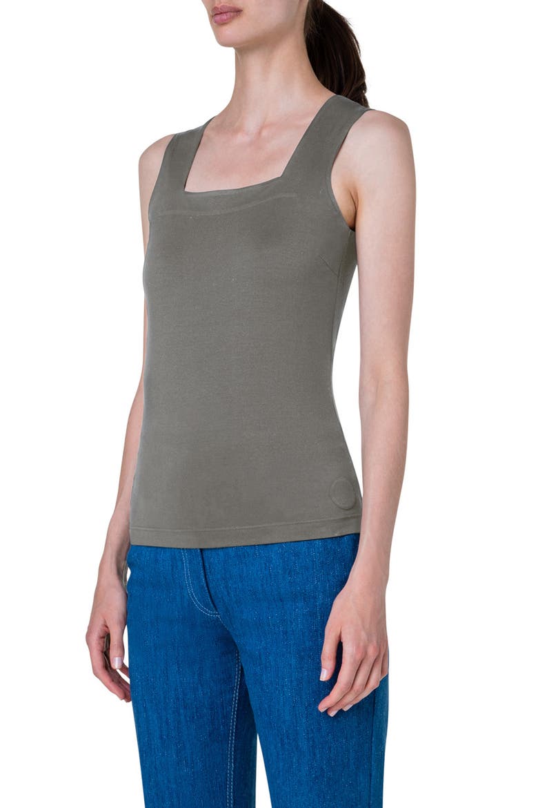 Square Neck Knit Tank Top, Alternate, color, SAGE
