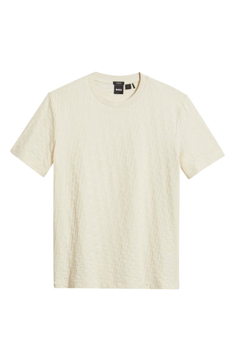 BOSS Thompson Logo Jacquard Cotton T-Shirt, Alternate, color, Open White