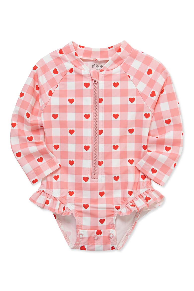Heart One-Piece UPF 50+ Rashguard, Alternate, color, PINK