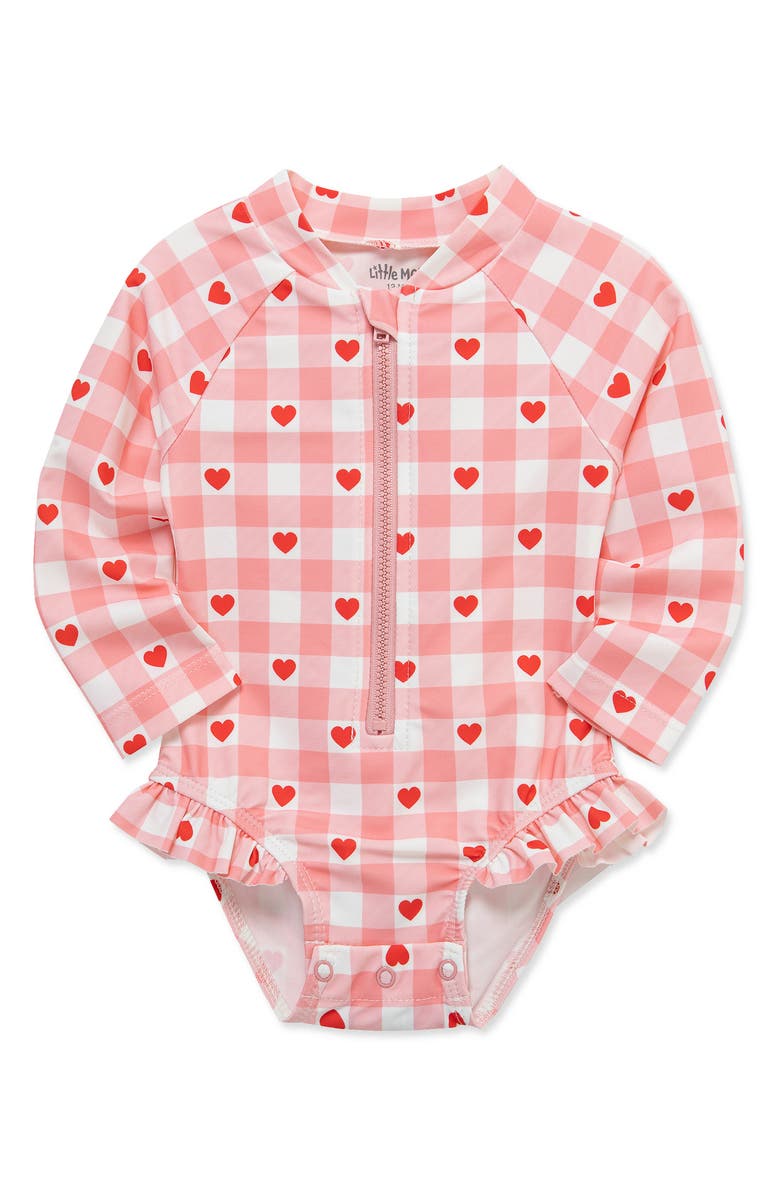 Little Me Heart One-Piece UPF 50+ Rashguard, Alternate, color, 