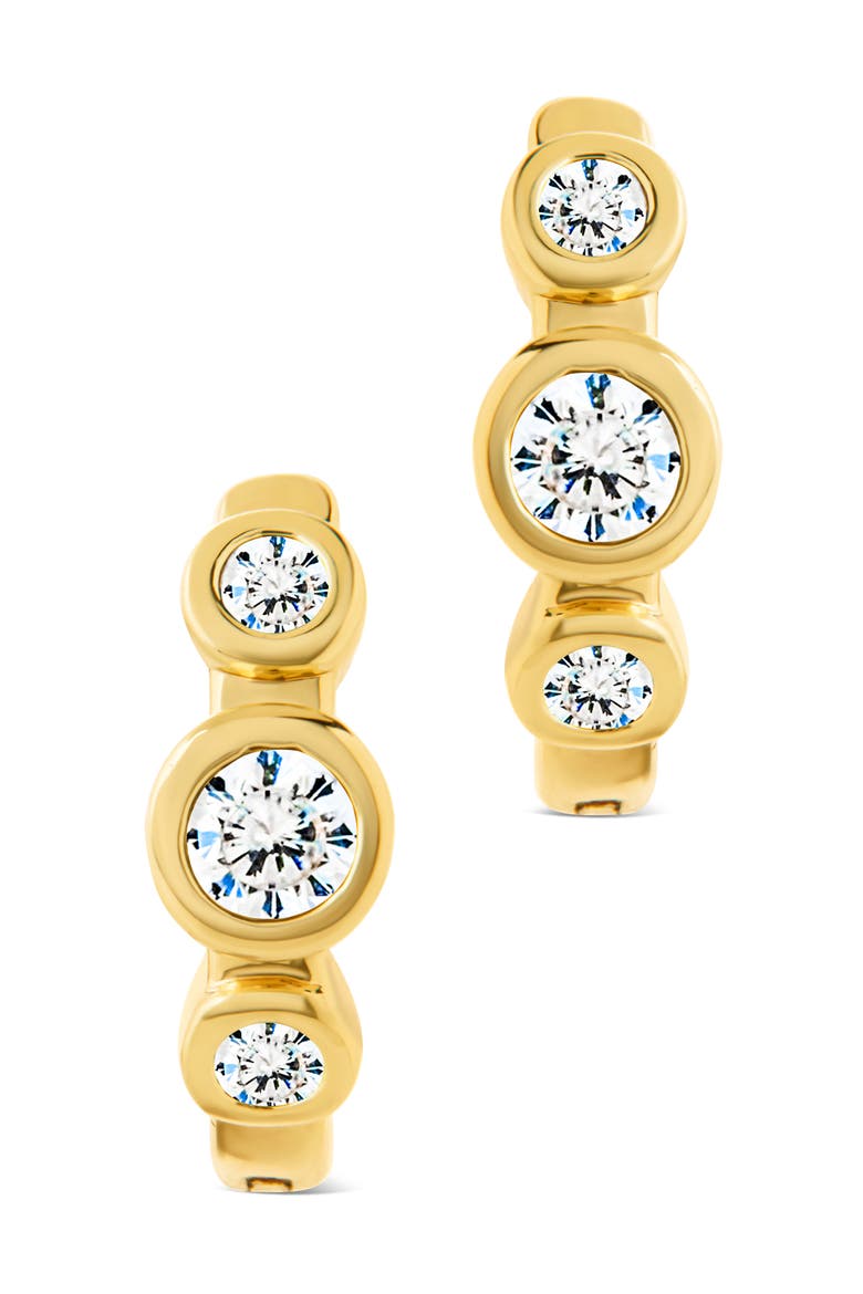 Karolina Cubic Zirconia Trio Huggie Hoop Earrings, Alternate, color, GOLD