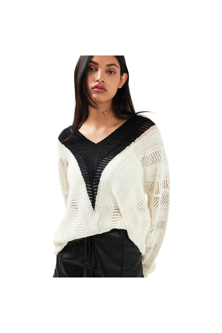 This Moment Oversized V-Neck Knit, Alternate, color, White