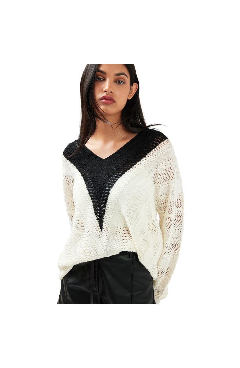 Belle & Bloom This Moment Oversized V-Neck Knit, Alternate, color, White