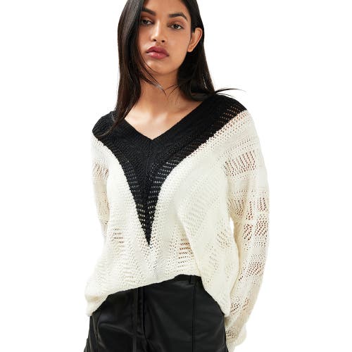 Belle & Bloom This Moment Oversized V-neck Knit In White