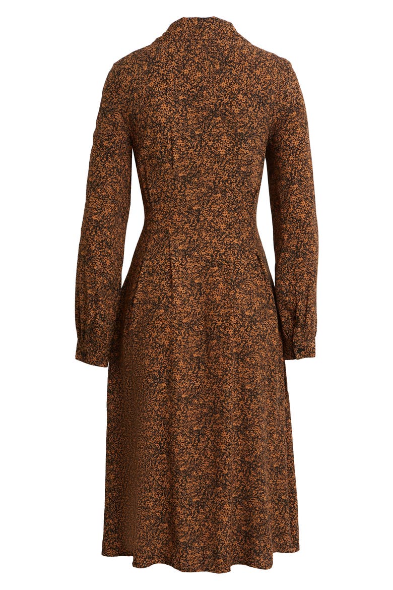 Floral Long Sleeve Shirtdress, Alternate, color, BLACK- TAN OXFORD FLORAL