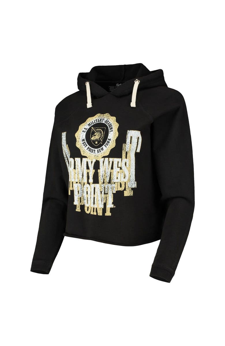 Retro Brand Women's Original Retro Brand Black Army Black Knights Vault Vintage Cropped Pullover Raglan Hoodie, Alternate, color,