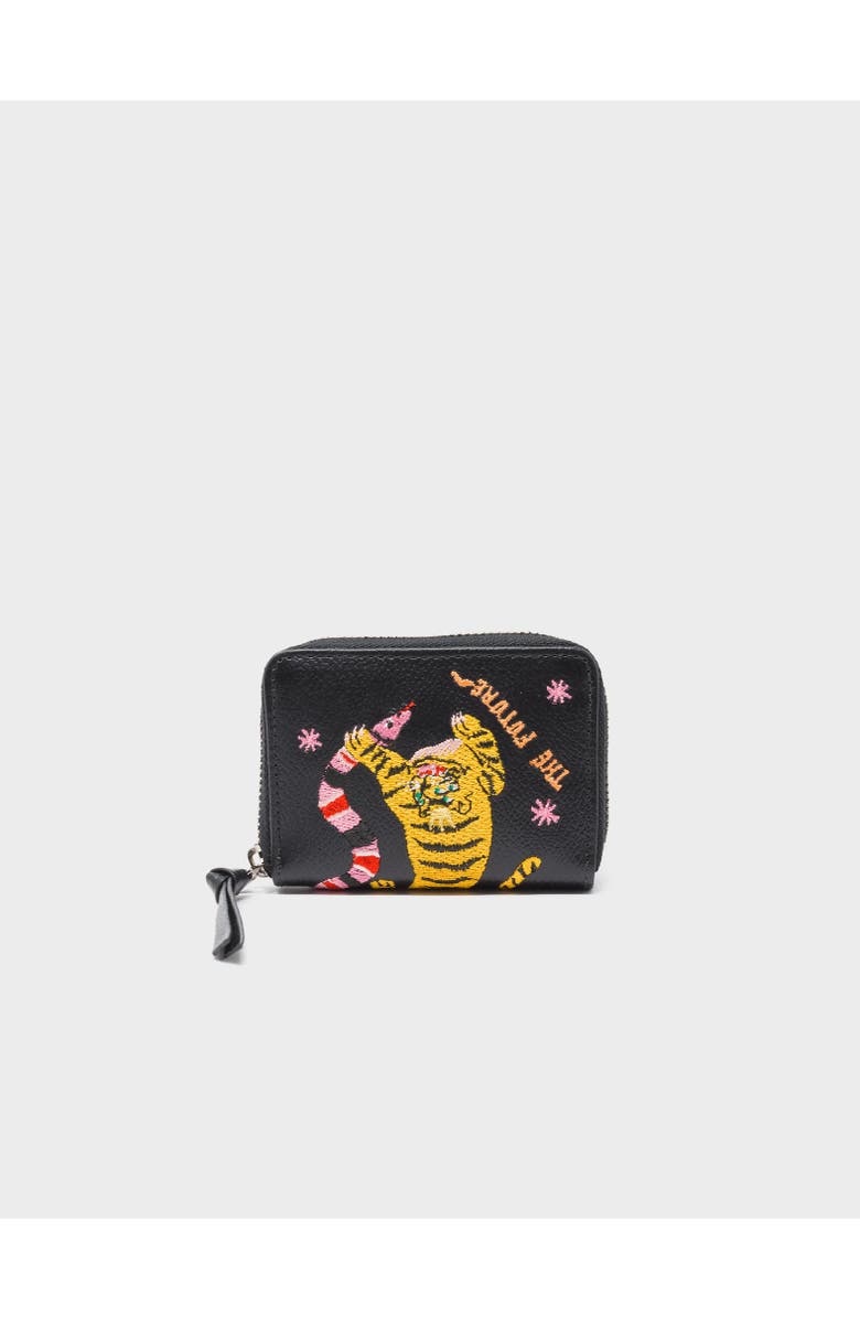 MIN & MON Frodo Leather Zip Around Wallet - Tiger and Snake Embroidery, Main, color, 
