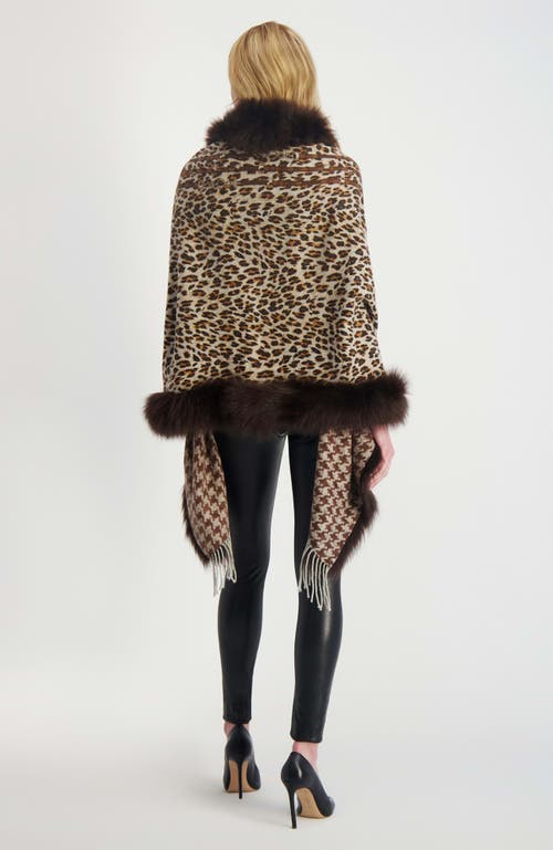 Gorski Cashmere Stole With Shearling Lamb In Animal Print