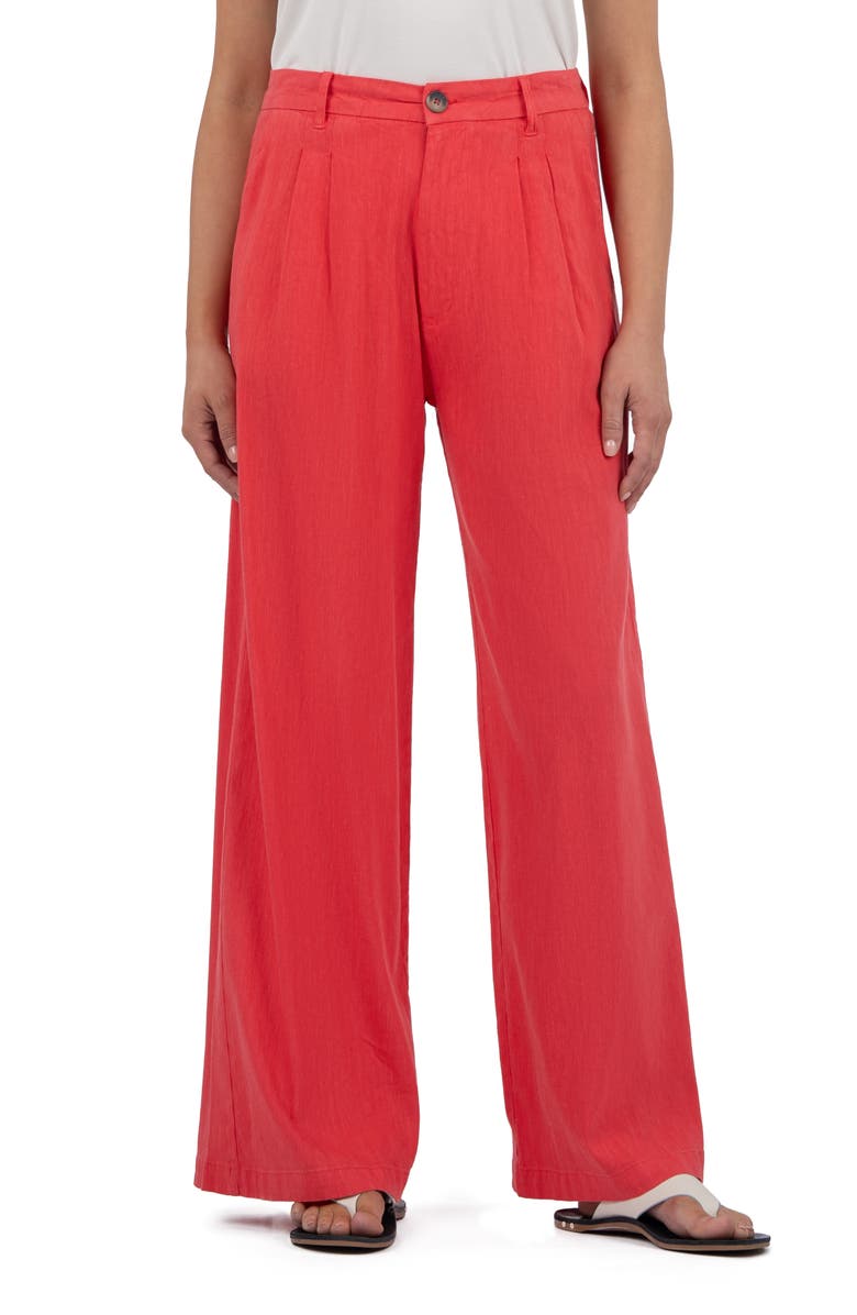 KUT from the Kloth Ryan Wide Leg Linen Blend Pants, Main, color, Watermelon
