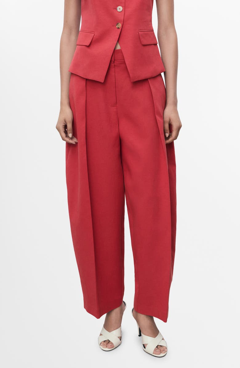 MANGO Olivia Pleated Straight Leg Pants, Main, color, Cherry