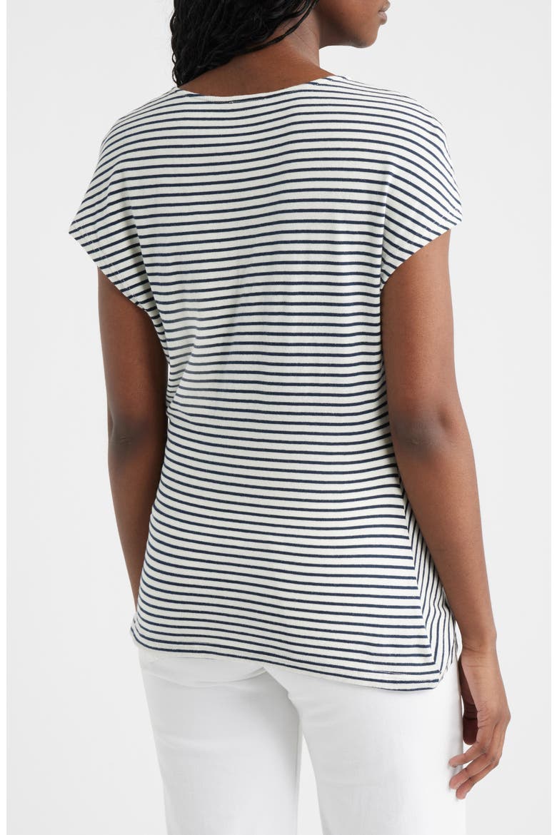 Gabbie Tie Waist Top, Alternate, color, IVORY NAVY MICRO STRIPE