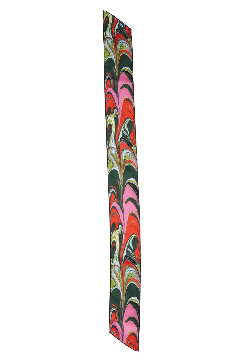 Enamel Print Silk Skinny Scarf, Alternate, color, MULTICOLOR