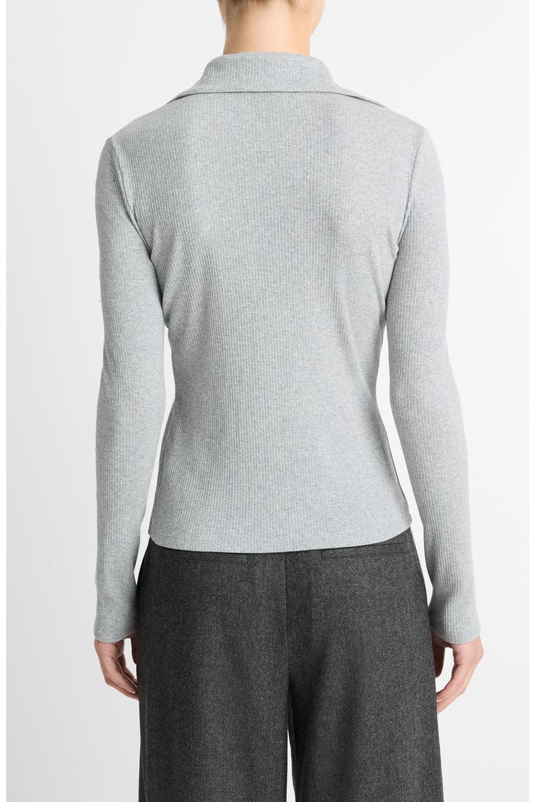 Long Sleeve Rib Polo, Alternate, color, HEATHER MID GREY