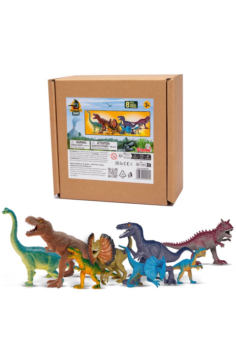 Simba Big Dino Set 8 Dinosaur Figures Realistic Prehistoric Toys Kids 3+, Alternate, color, Multicolored