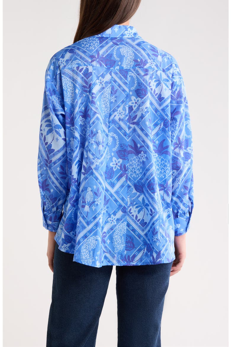 Nala Regie Print Cotton Button-Up Shirt, Alternate, color, BLUE-MUL
