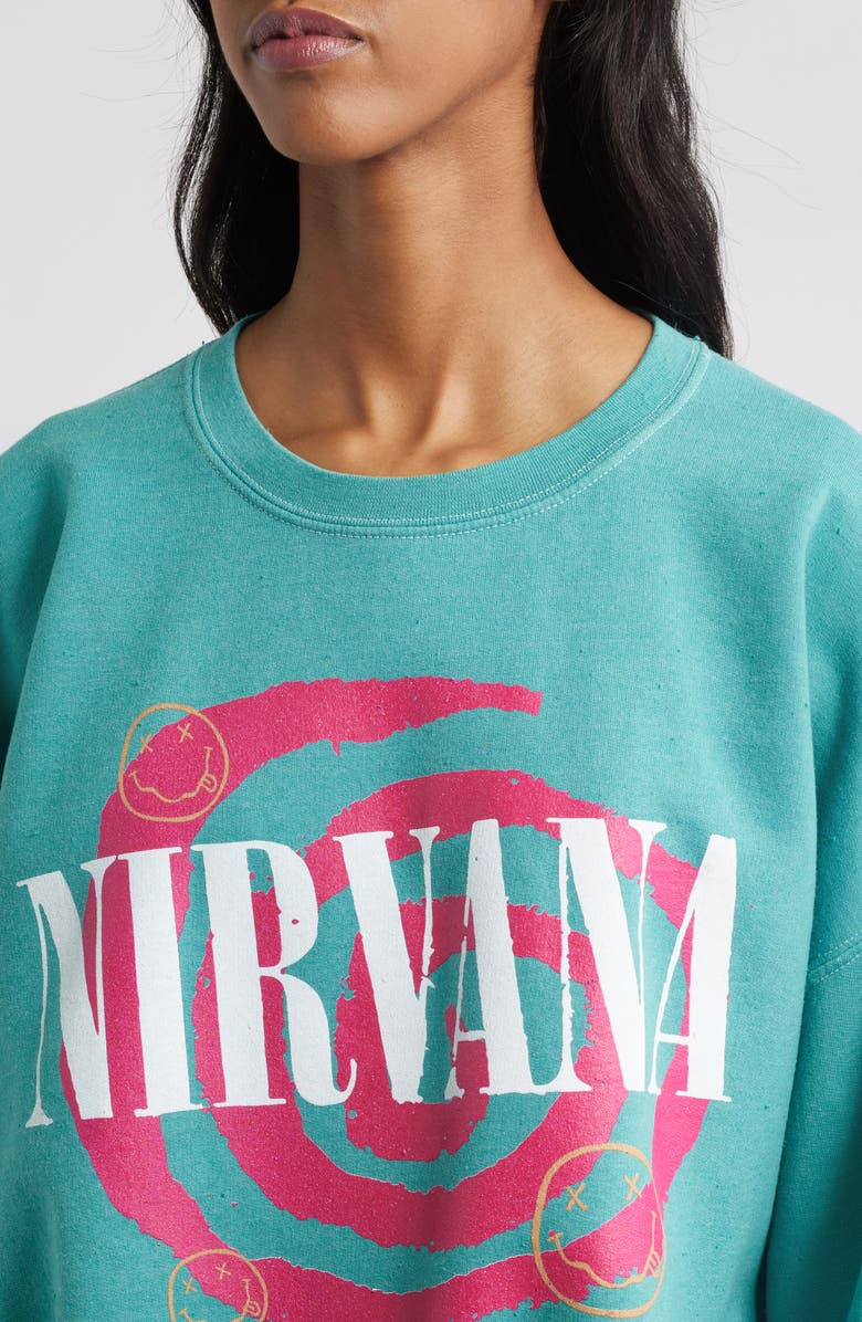 Merch Traffic Nirvana Snake Swirl Sweatshirt, Alternate, color, Mint