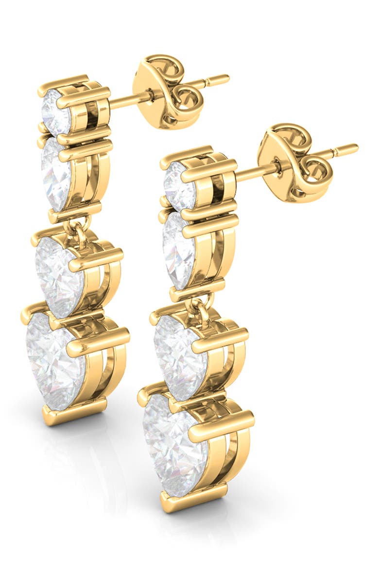 Lab Created Diamond Heart Drop Earrings, Alternate, color, 18K YELLOW GOLD