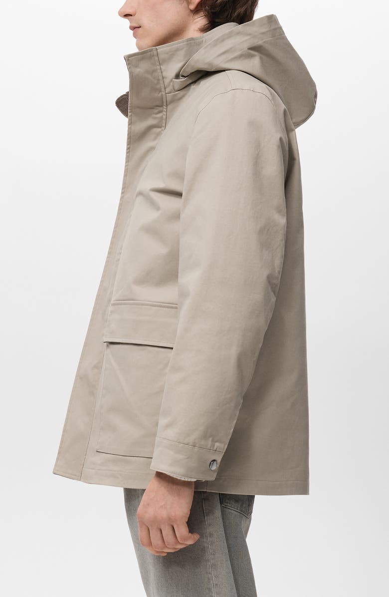 MANGO Twill Parka with Removable Hood, Alternate, color, Sand