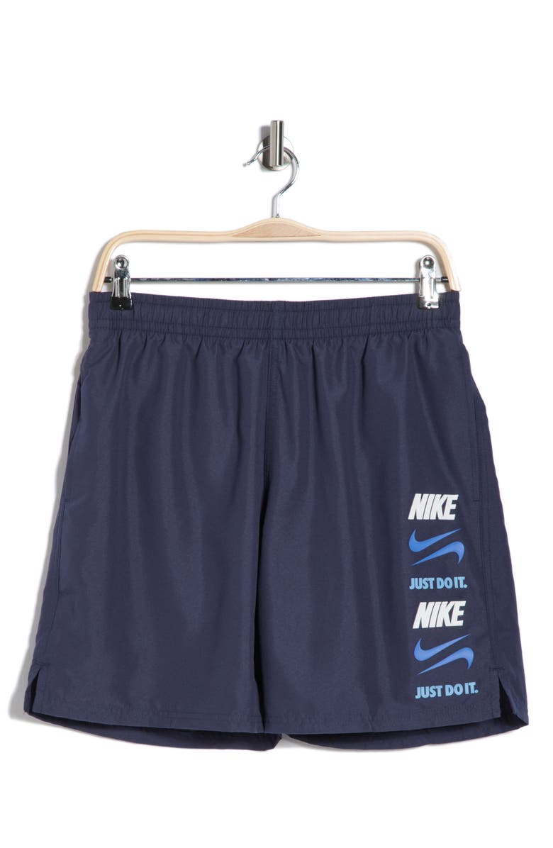 Nike 7-Inch Breaker Stacked Swim Shorts, Main, color, Midnight Navy