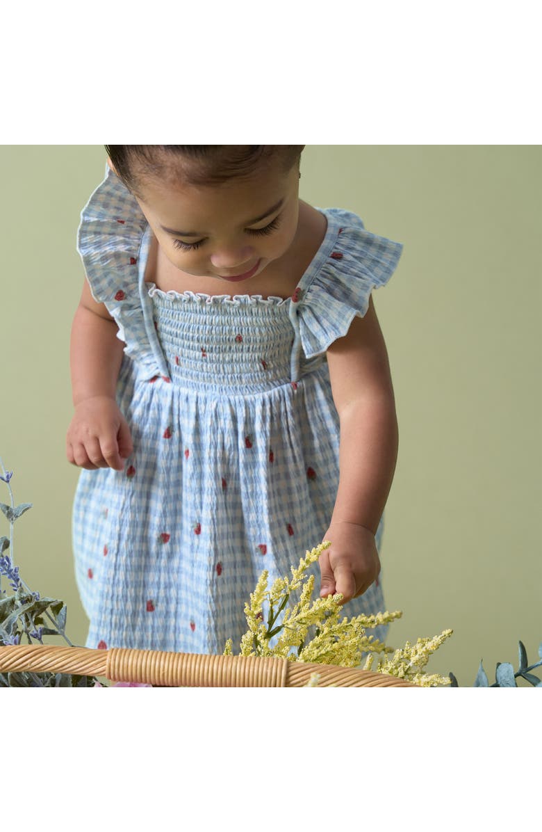 Modern Moments<sup>™</sup> by Gerber Ruffle Sleeve Dress and Diaper Cover Set, Alternate, color, Ivory Strawberry Gingham