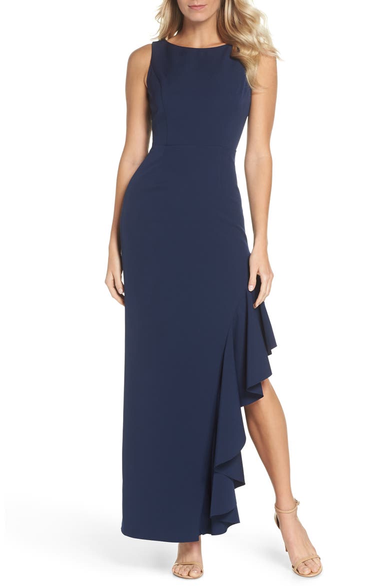 Ruffle Gown, Main, color, NAVY