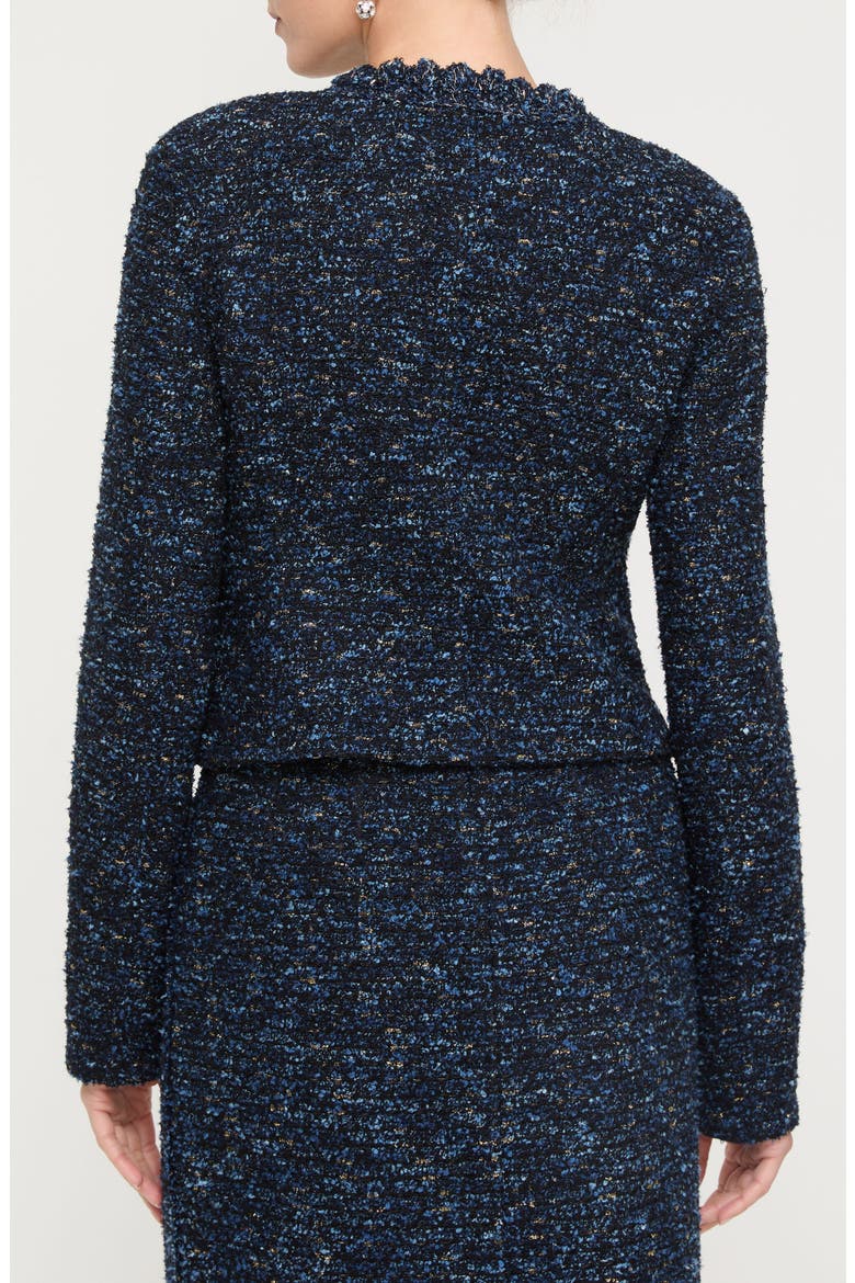 Cosmos Crochet Trim Bouclé Tweed Jacket, Alternate, color, INK MULTI